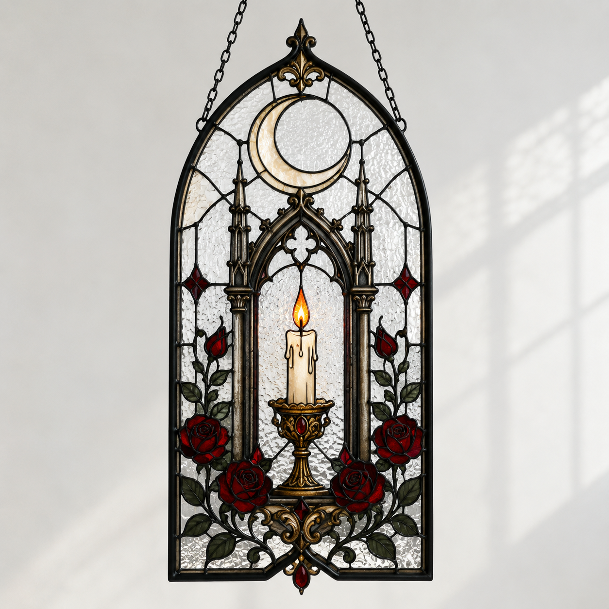18 Style Gothic Skeleton Suncatcher | Rose Stained Glass Style Window Hanging | Dark Academia Decor | Witchy Gift | Car Ornament