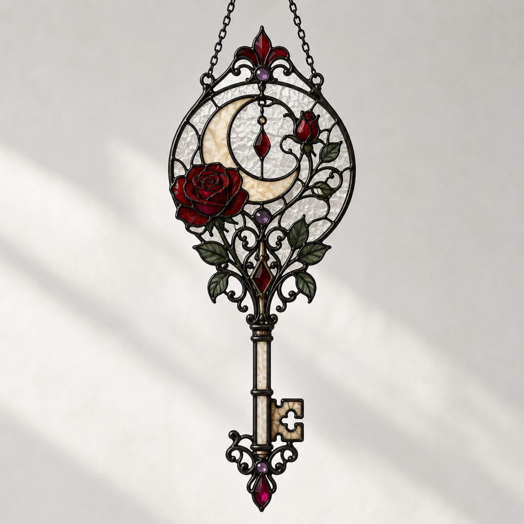 20 Style Gothic Dragon Sword Suncatcher | Stained Glass Style Window Hanging | Dark Romance Decor | Witchy Dragon Gift | Car Ornament